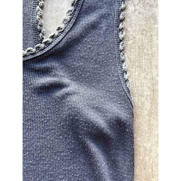 Converse One Star Joh Varvatos Racerback Tank Top Blue Lace Trim Ribbed Casual S - Picture 4 of 6